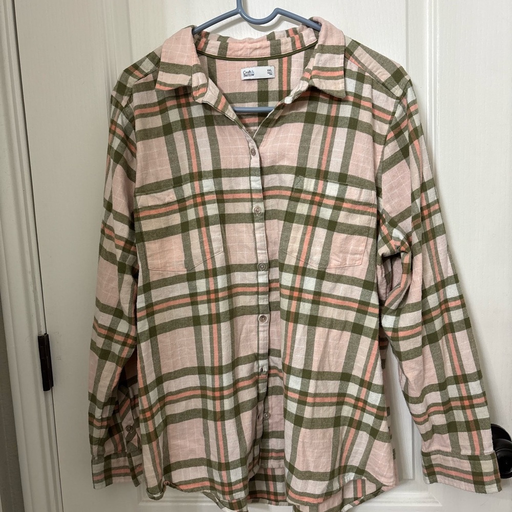 Croft & Barrow Pink and Green Plaid Shirt